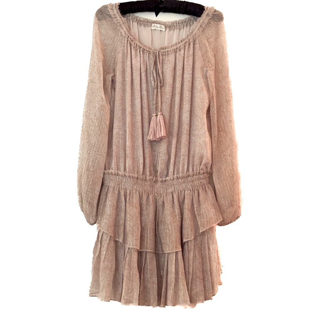 LoveShackFancy Blush Long-Sleeve Mini Dress